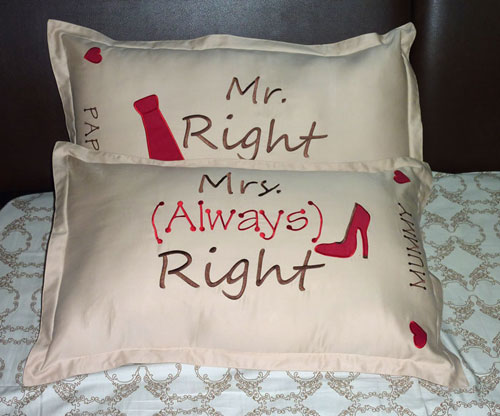 Mr & Mrs Right Pillow Cover